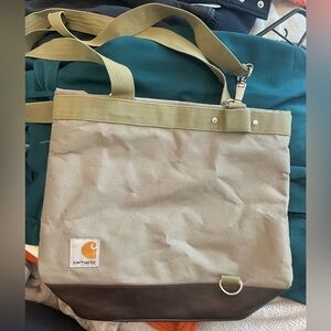 Carhartt Green Canvas Tote with Leather bottom